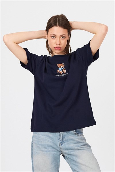 Laci Ayı Baskılı Yazılı Oversize Tişört 5632