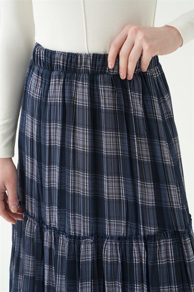 Laci Bel Lastikli Desenli Etek 8483A