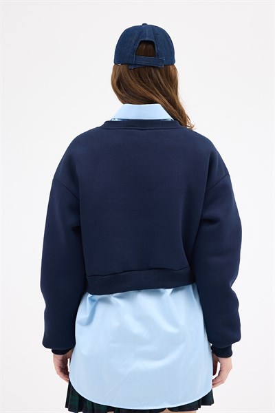 Laci Kadın Crop Bisiklet Yaka Sweatshirt 9210M