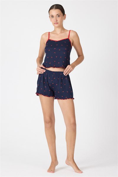 Laci Kiraz Desenli Kadın Pijama Takımı 3415