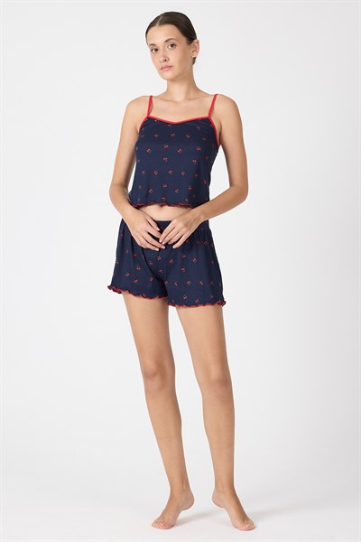 Laci Kiraz Desenli Kadın Pijama Takımı 3415