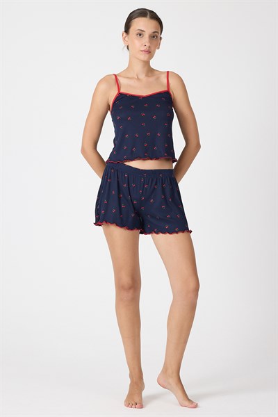 Laci Kiraz Desenli Kadın Pijama Takımı 3415