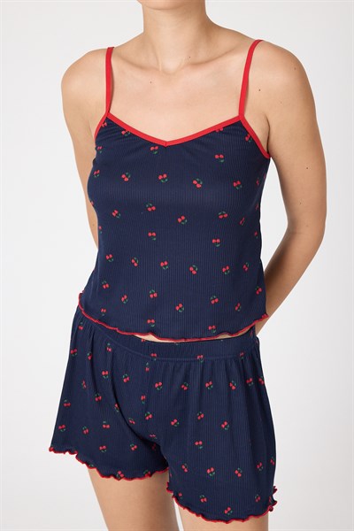 Laci Kiraz Desenli Kadın Pijama Takımı 3415