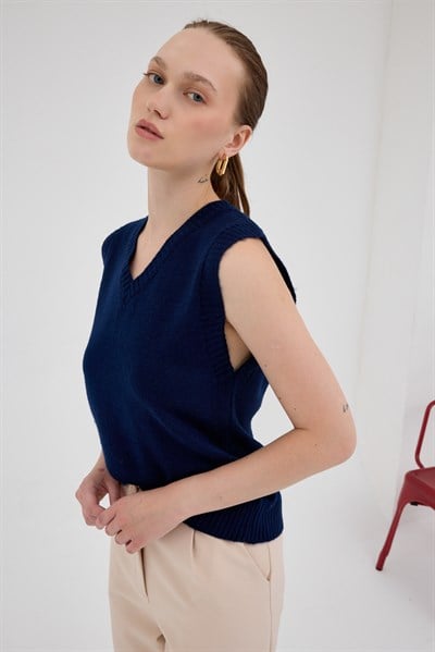 Laci Oversize V Yaka Kadın Süveter 2292