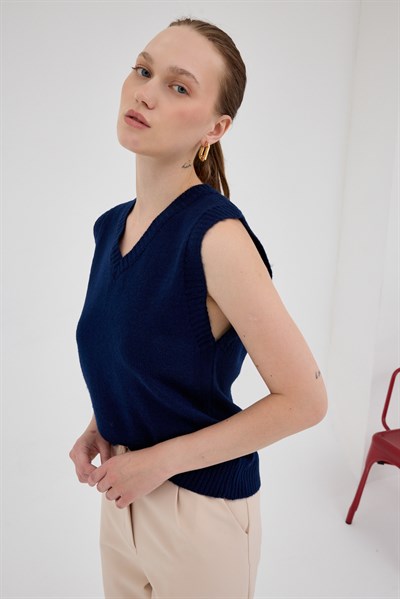 Laci Oversize V Yaka Kadın Süveter 2292