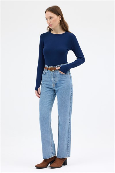 Laci Premium/Viskoz Yumuşak Kumaşlı Parmak Geçmeli Crop Bluz 8162A