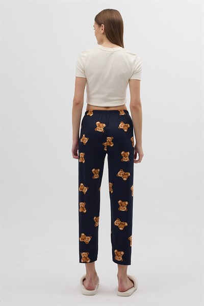 Lacivert Ayıcık Desenli Kadın Pijama Altı 4526