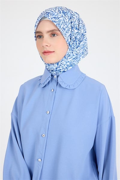 Mavi Ebru Desenli Eşarp 3012