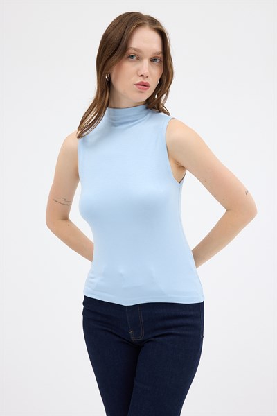 Mavi Kadın Kolsuz Yüksek Yaka Body 8155A