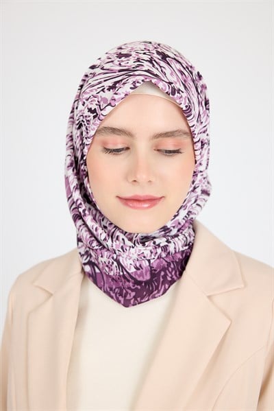 Mor Ebru Desenli Eşarp 3012