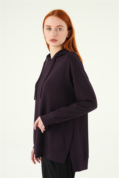 Mürdüm Kapüşonlu Tunik 8309A
