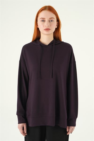 Mürdüm Kapüşonlu Tunik 8309A