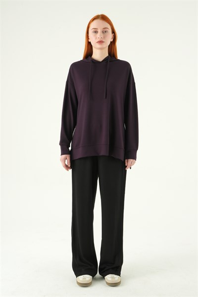 Mürdüm Kapüşonlu Tunik 8309A