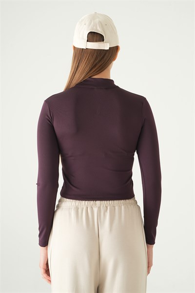 Mürdüm Şeritli Fermuarlı Sweat 8326A