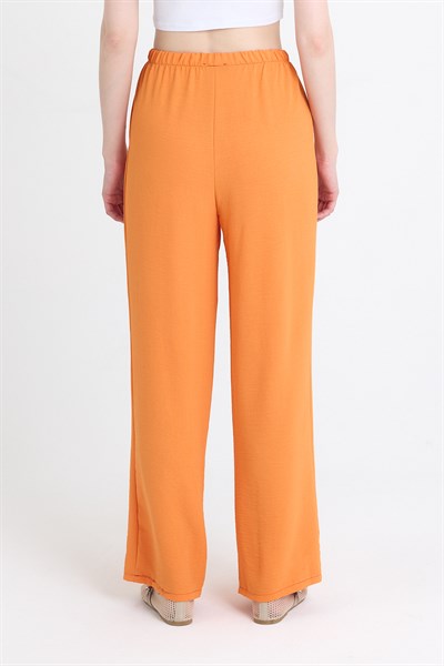 Orange Beli Lastikli Bol Paça Dokuma Pantolon 4284-1