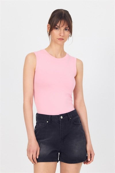 Pembe Bisiklet Yaka Kolsuz Atlet 319