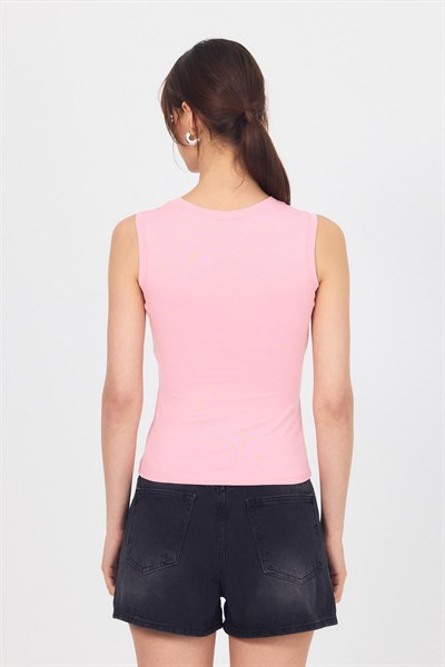 Pembe Bisiklet Yaka Kolsuz Atlet 319