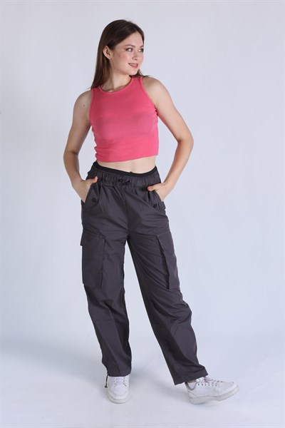 Pembe Fitilli Crop Kadın Atlet 1312