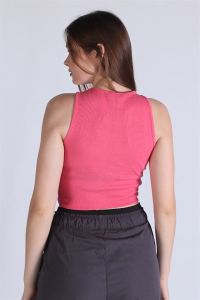 Pembe Fitilli Crop Kadın Atlet 1312