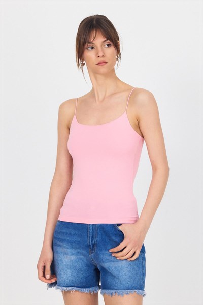 Pembe İnce Askılı Basic Atlet 848