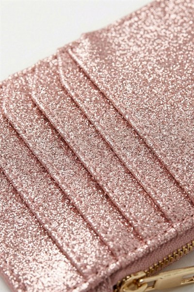 Pembe Simli Fermuar Detaylı Dikey Kartlık 234