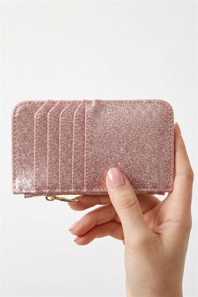 Pembe Simli Fermuar Detaylı Dikey Kartlık 234