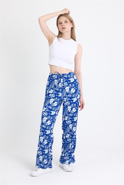 Saks Bel Lastikli Desenli Pantolon 4725A