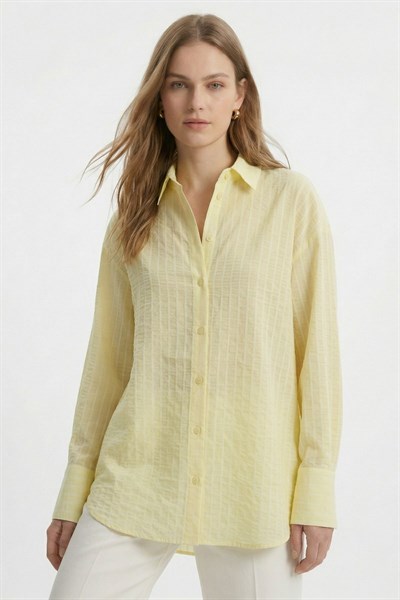 Sarı Çizgili Oversize Gömlek 5460