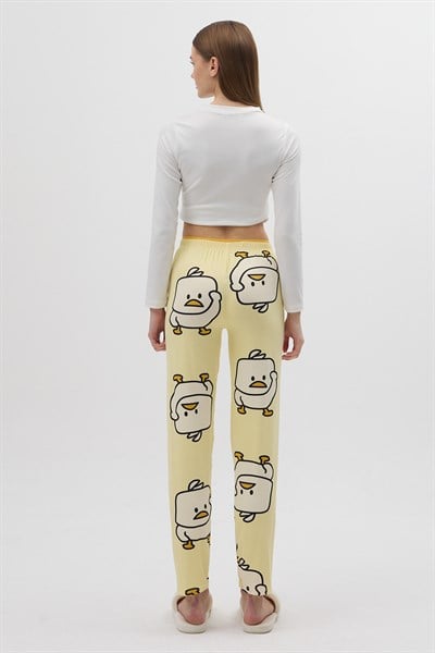 Sarı Ördek Desenli Kadın Pijama Altı 4540