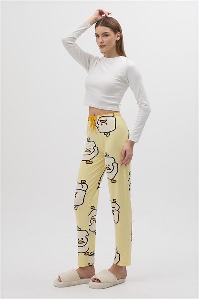 Sarı Ördek Desenli Kadın Pijama Altı 4540