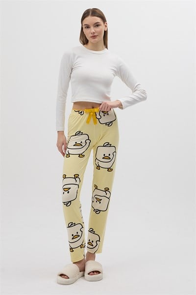 Sarı Ördek Desenli Kadın Pijama Altı 4540