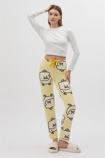 Sarı Ördek Desenli Kadın Pijama Altı 4540