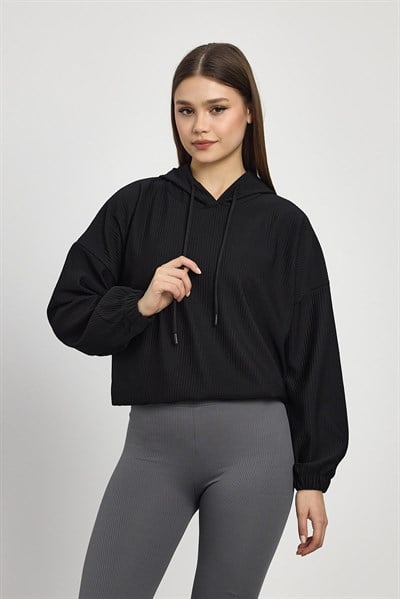 Siyah Bel Bağcık Detay Sweat 1054