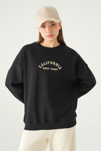 Siyah California Baskılı Sweat 1403