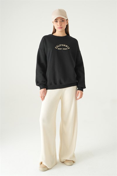 Siyah California Baskılı Sweat 1403