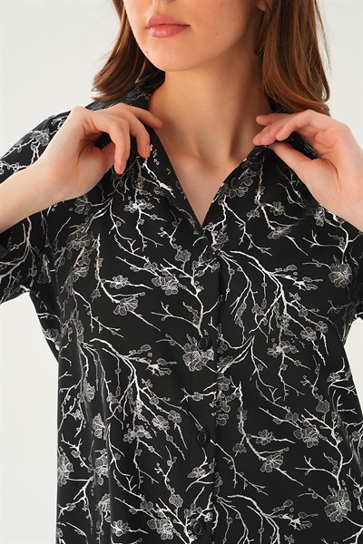 Siyah Desenli Salaş Tunik 4233A