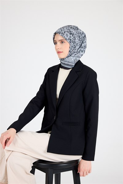 Siyah Etnik Desenli Eşarp 3013