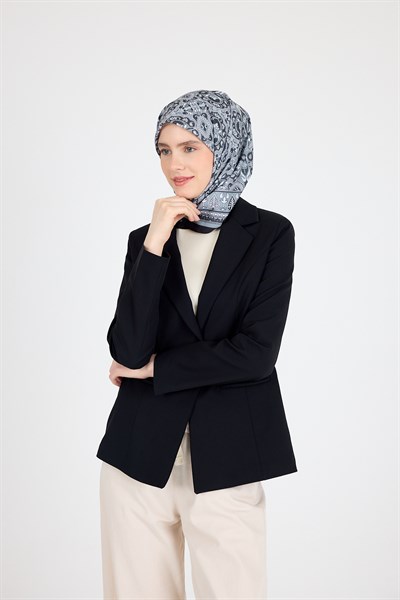 Siyah Etnik Desenli Eşarp 3013