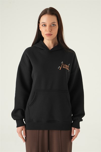 Siyah Kapüşonlu Sweat 1203