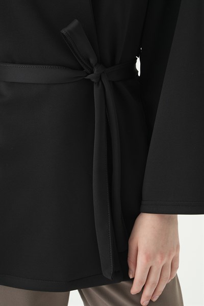 Siyah Kuşaklı Geniş Kol Kimono 3068A