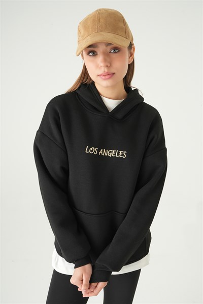 Siyah Los Angeles Baskılı Sweat 1042