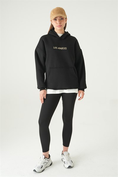 Siyah Los Angeles Baskılı Sweat 1042