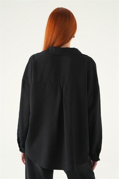 Siyah Oversize Gömlek 2893