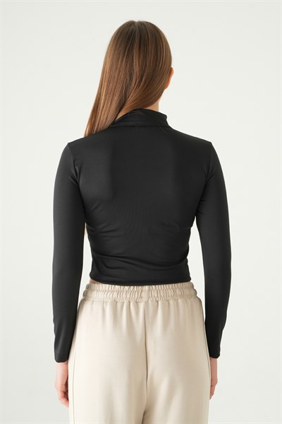 Siyah Şeritli Fermuarlı Sweat 8326A