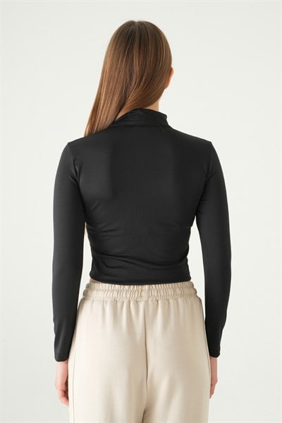 Siyah Şeritli Fermuarlı Sweat 8326A