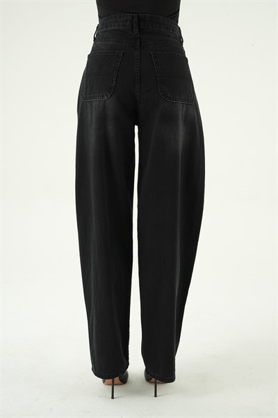 Siyah Yüksek Bel Baggy Jean 1061