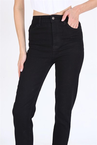 Siyah Yüksek Bel Mom Jean 11121