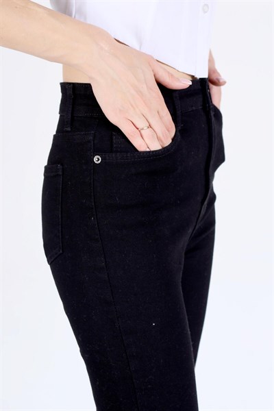 Siyah Yüksek Bel Mom Jean 11121