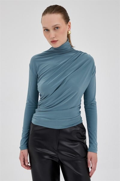 Su Yeşili Büzgü Detay Sandy Bluz 20059
