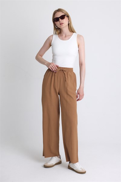 Taba Bel Lastikli Bol Paça Pantolon 4760